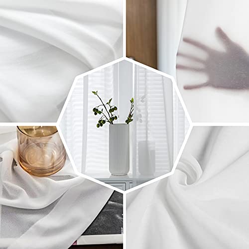 Spring Floral Sheer Curtains Yellow Flowers Rod Pocket Voile Window Panels Set of 2, 52 x 54 inch V46628