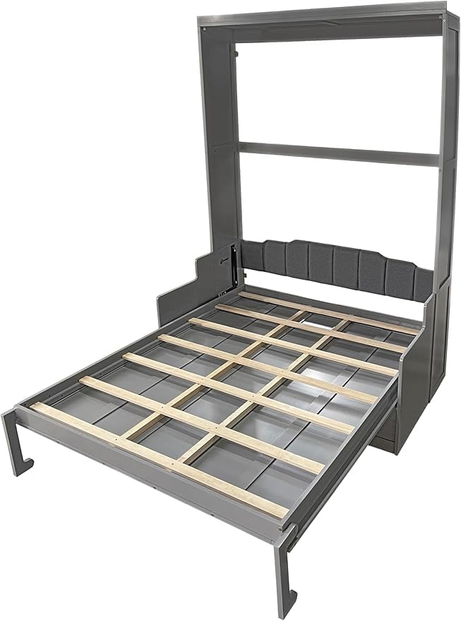 Queen Size Murphy Bed with Desk & Charging Station, White K505073