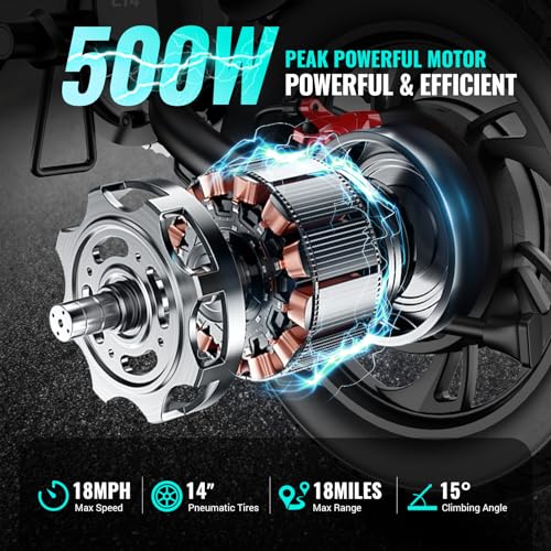 TST Foldable Electric Bike for Adults, 500W Motor, 14" Tires S245738