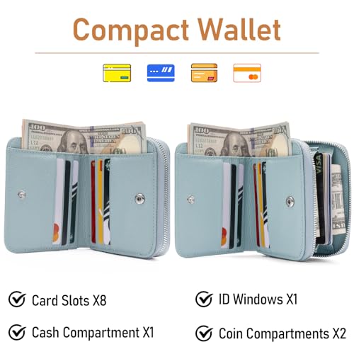 Small RFID Blocking Wallet for Women with 8 Card Slots P39156