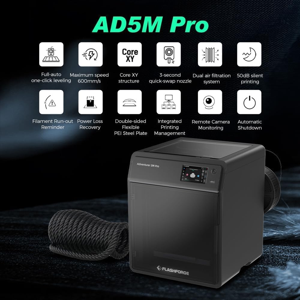 FLASHFORGE Adventurer 5M Pro 3D Printer with Smooth PC Platform Y401