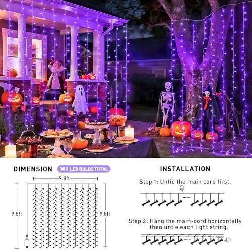 JMEXSUSS 300 LED Remote Control Christmas Curtain Lights, Warm White V64841