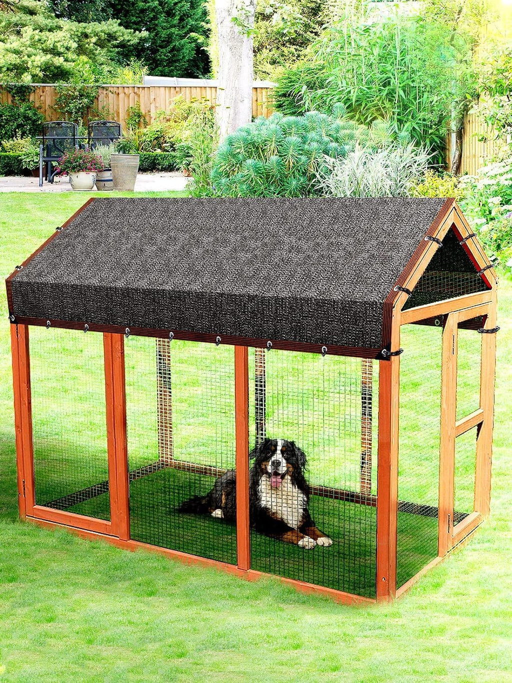 10 by 10 Feet Dog Kennel Cover Mesh Shade Panel with Grommets D573734