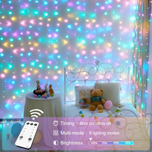 JMEXSUSS 300 LED Remote Control Christmas Curtain Lights, Warm White V64841