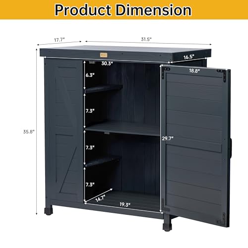 Outdoor Storage Cabinet with Metal Tabletop and 3 Adjustable Shelves A333
