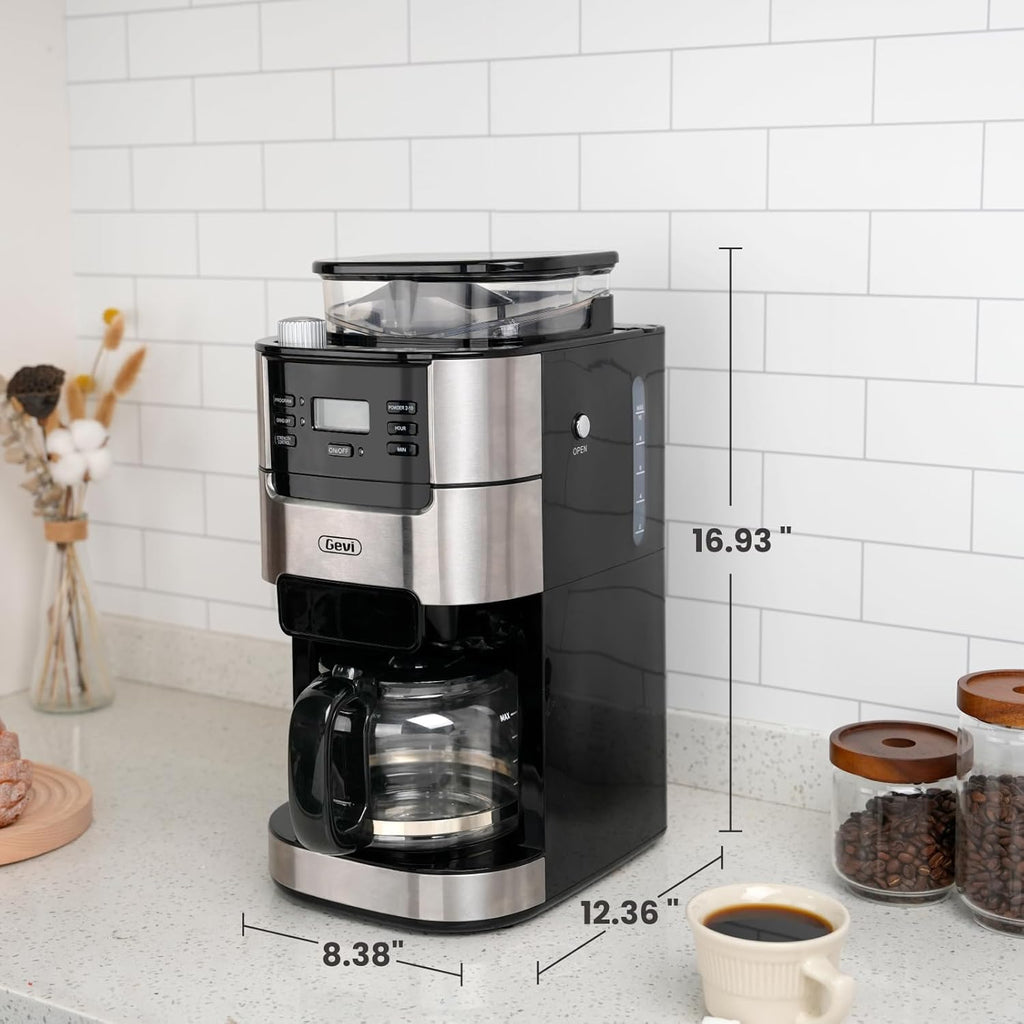 Gevi 10-Cup Drip Coffee Maker with Built-in Grinder and Reusable Filter E4915