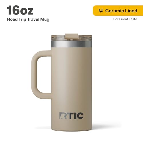 RTIC 20oz Road Trip Travel Mug with Lid and Handle, Insulated Stainless Steel P393441