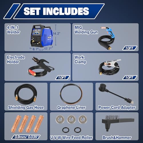 BILT HARD 135A 3-in-1 IGBT Inverter Welder, 110V MIG/TIG/Stick with Full Kit H380