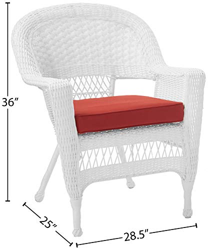 Jeco Wicker Chair with Red Cushion, Set of 2, Espresso D528