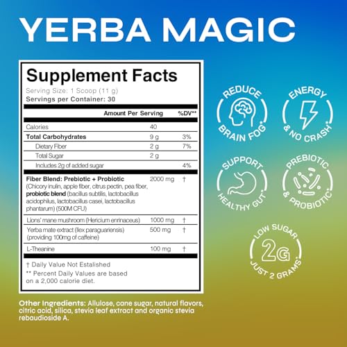 Yerba Magic Pina Colada Yerba Mate Instant Tea Powder, 3-in-1 Super Drink, 30 Servings K645