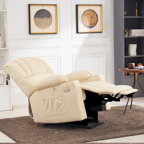 MCombo Oversized Power Lift Recliner Chair for Elderly with Heat and Massage, Faux Leather, Dark Brown N537