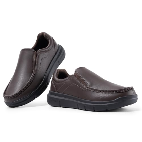 FitVille EasyWalk V1 Men's Wide Leather Slip-On Loafers S1719