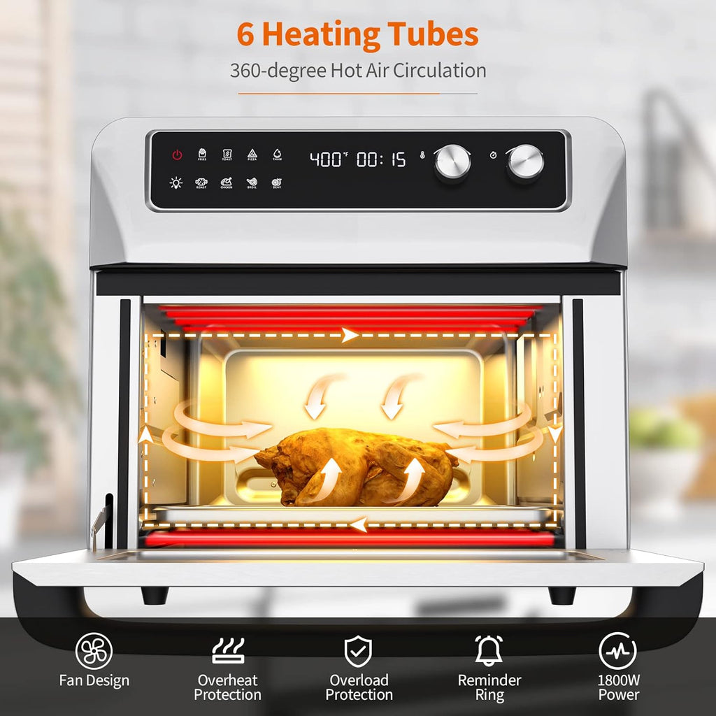 COSTWAY Air Fryer Toaster Oven, 21 QT Combo with 8 Preset Functions, Silver A381788