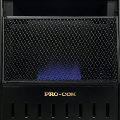 ProCom ML100TBAHR Ventless Propane Gas Blue Flame Space Heater with Thermostat, 10000 BTU, Wall Mount, Black J474983