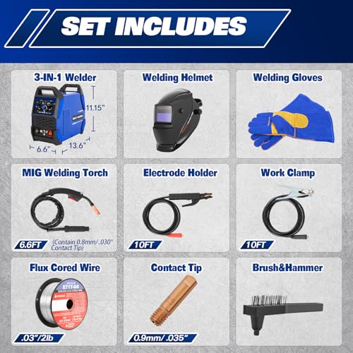 BILT HARD 135A 3-in-1 IGBT Inverter Welder, 110V MIG/TIG/Stick with Full Kit H380