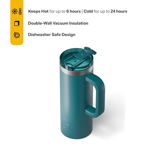 RTIC 20oz Road Trip Travel Mug with Lid and Handle, Insulated Stainless Steel P393441