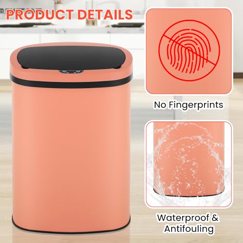 BLKMTY 13-Gallon Stainless Steel Touchless Trash Can with Lid A62473