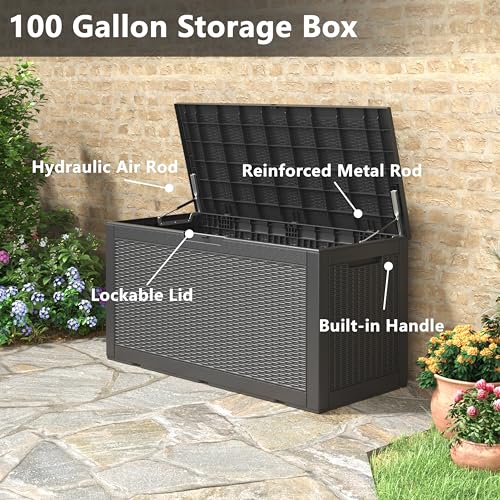 NUNU LAB 31 Gallon Outdoor Storage Box Waterproof Lockable Lid I8083