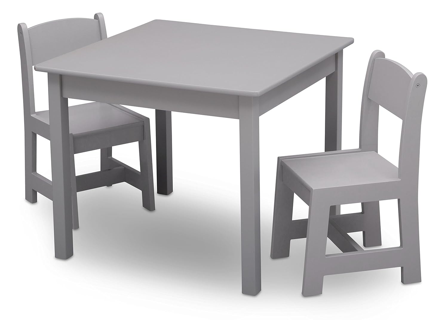 Delta Children Chelsea Kids Upholstered Chair with Cup Holder, Soft Grey & MySize Wood Table and Chair Set K236