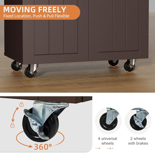 Shintenchi Kitchen Island Cart with Storage on Wheels, White V99091