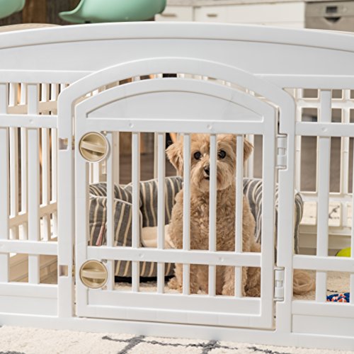 IRIS USA 34" 8-Panel Dog Playpen with Door, Black N326