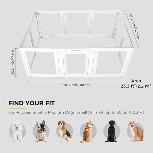 Clear Acrylic Dog Playpen for Small & Medium Pets, 30.3" Height, 10 Panels E1222