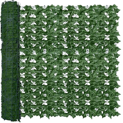 Artificial Ivy Privacy Fence Wall Screen 40x120 in UV-Anti Faux Greenery Backdrop U1001