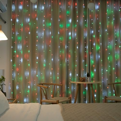 JMEXSUSS 300 LED Remote Control Christmas Curtain Lights, Warm White V64841