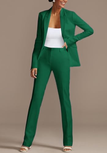 Tcremisa Women's 2 Piece Pant Suit Set with Blazer and Slim Fit Pants H82670