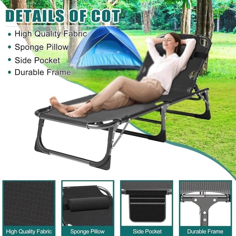 Folding Camping Cot for Adults with Mat, Heavy Duty Outdoor Sleeping Bed B58096