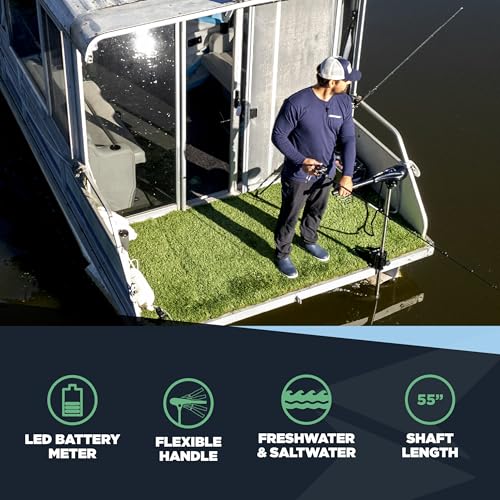 Newport Vessels Newport Pontoon-Series 55lb Thrust Saltwater Electric Trolling Motor with Deck Mount Bracket A2943