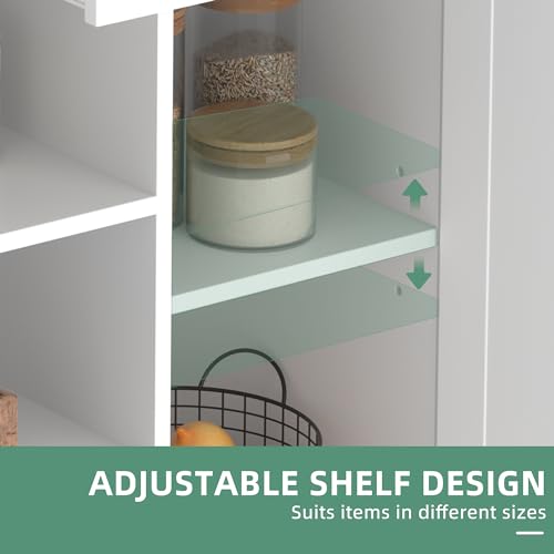 Shintenchi Kitchen Island with Drop Leaf, Rolling Cart with Storage, White T972