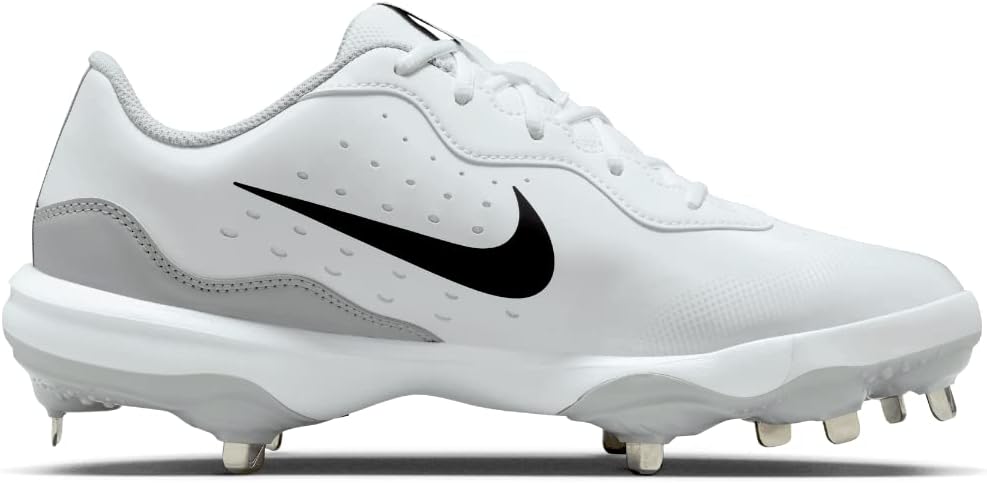 Nike Alpha Huarache Varsity 4 Low Metal Baseball Cleats White Gray Size 8 E56172