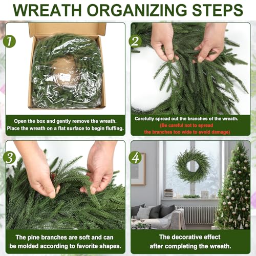Artgar 26 Inch Pine Wreath for Front Door Christmas Decor T2410