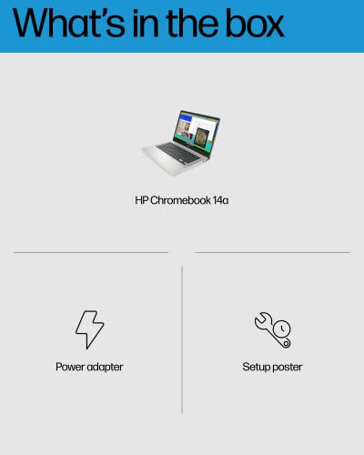 HP Chromebook 14 Laptop, Intel Celeron N4120, 4GB RAM, 64GB eMMC, 14" HD Display, Chrome OS R2172