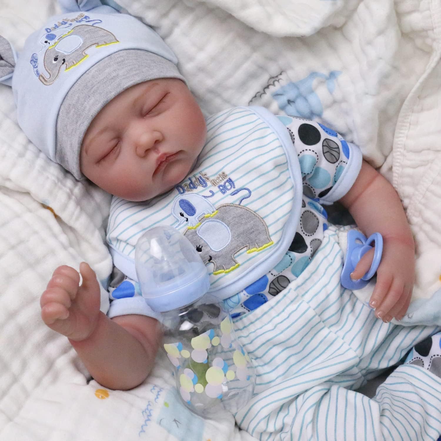 Reborn Baby Dolls, 22 Inch Lifelike Newborn Baby Doll Boy, Realistic Sleeping Dolls That Look Real, Handmade Weighted Vinyl Christmas Reborn Gift Set for Kids Age 3+