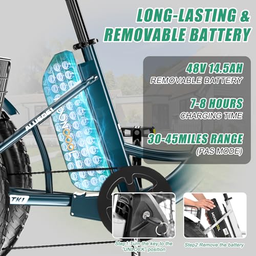 DoCred Electric Tricycle for Adults, 20" x 4" Fat Tire, 500W Motor, Removable Battery P6573