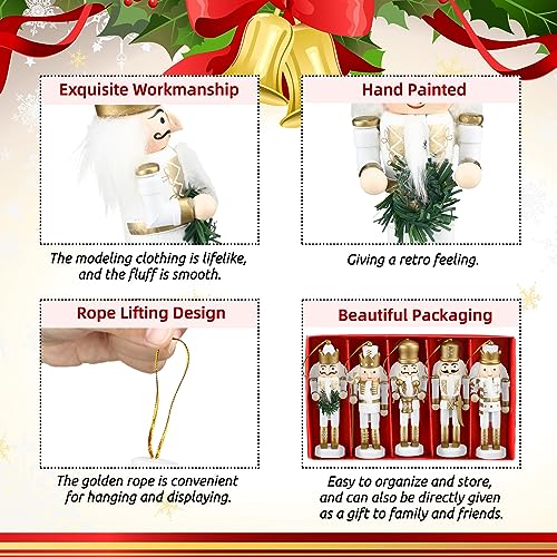 Jetec 10 Pcs Christmas Nutcracker Wooden Hanging Ornaments 5 Inch U816355