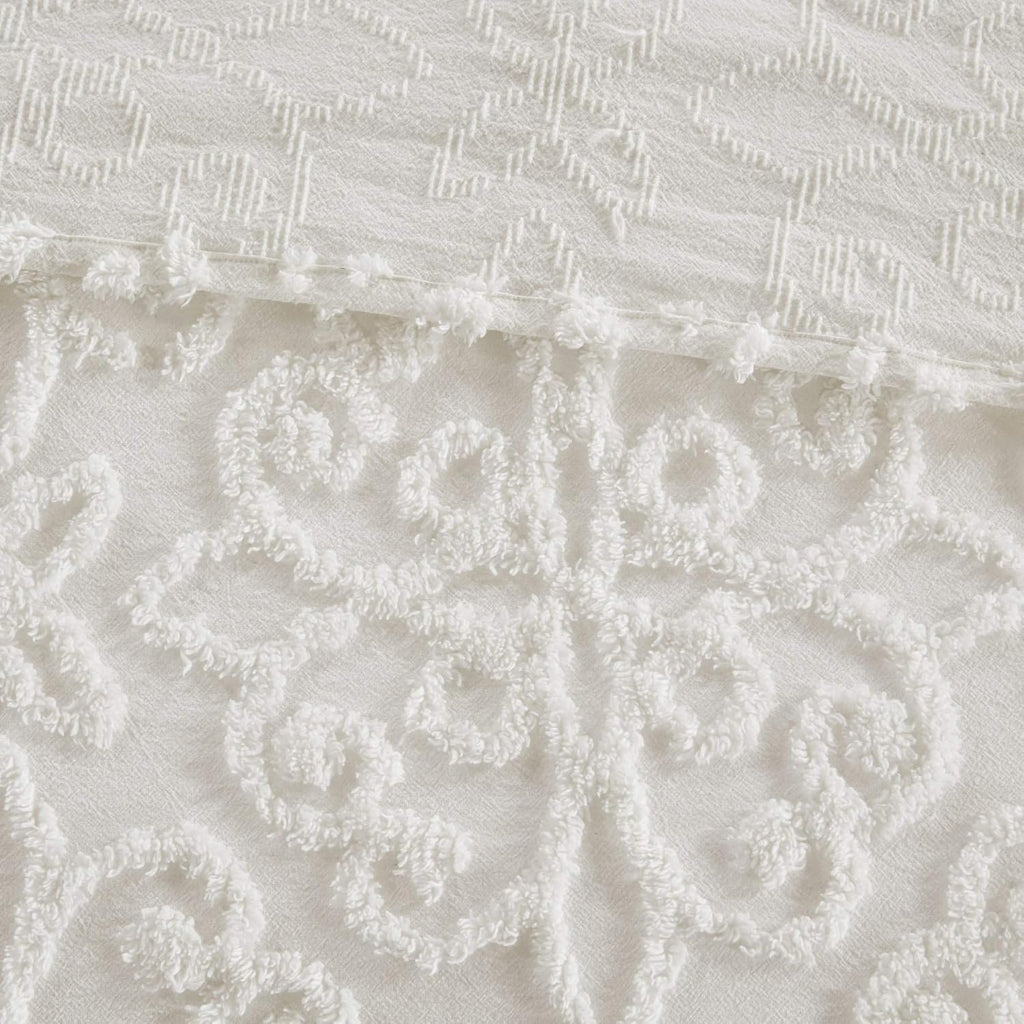MISC Oversized White Chenille Bedspread King/Cal King 3 Piece W2195