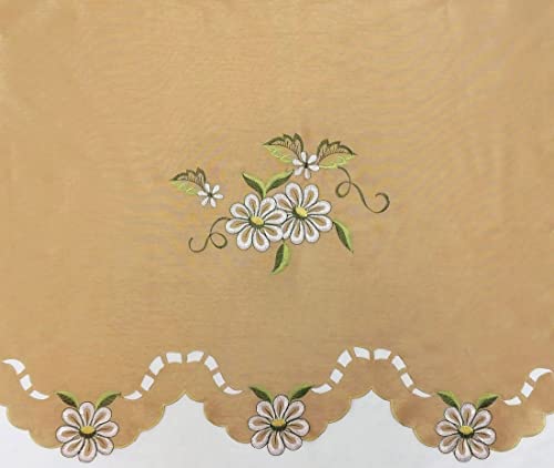 GOHD Cutwork Floral Kitchen Curtain Set with Swag Valance and Tier in Bronze R463