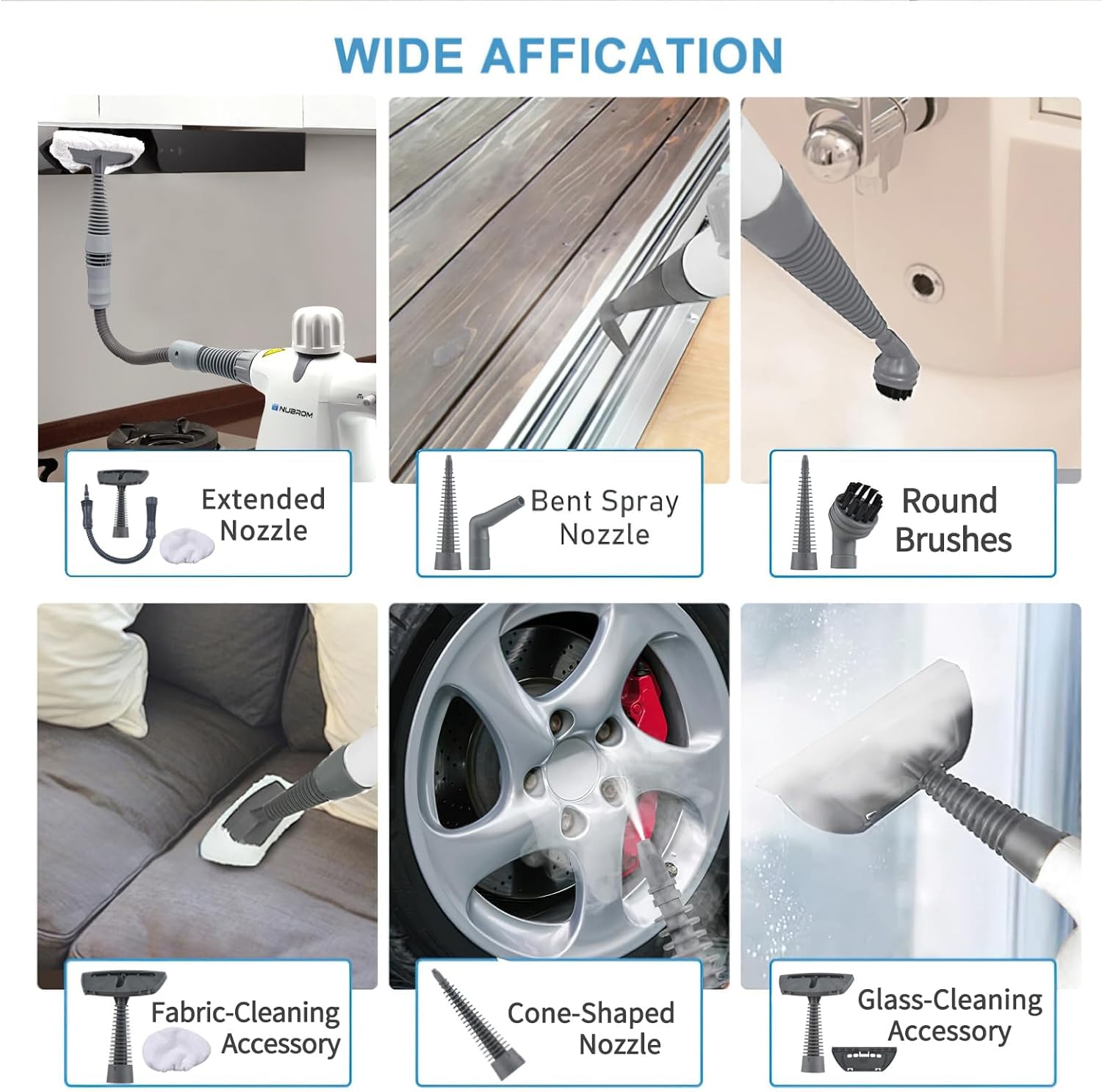Pressurized Handheld Steam Cleaner with 10 Accessories for Home Use E220453