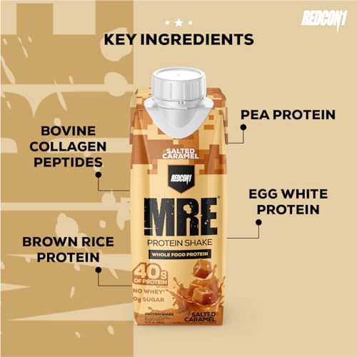 REDCON1 MRE Ready to Drink Protein Shakes, Cookies & Cream - Lactose + Whey Free RTD, 12 Pack Y377913