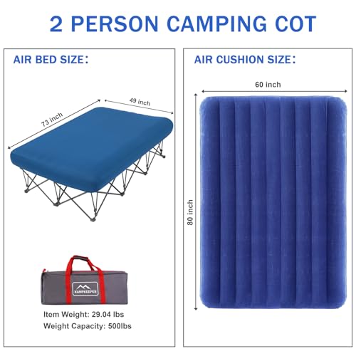 KAMPKEEPER Folding Camping Cot with Inflatable Air Mattress and Carry Bag M949