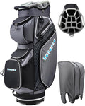 Golf Cart Bag with 14 Way Divider Top, Golf Bag Full Length Putter Well, Golf Club Bag with 8 Pockets, Cooler Pouch, Rain Hood, Dust Cover, Detachable Single Strap, Lightweight for Men & Women