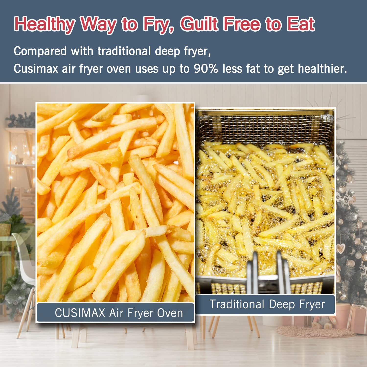 CUSIMAX Air Fryer Toaster Oven, 15.5 Quart, 16-in-1, Digital Controls, Black C500