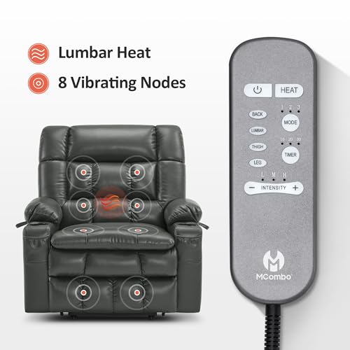 MCombo Dual Motor Power Lift Recliner Chair for Elderly with Heat and Massage, Black E570141