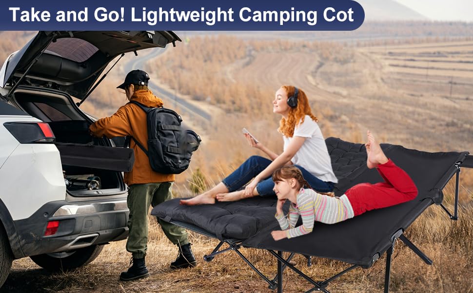YSSOA Folding Camping Cot with Storage Bag for Adults, Portable Sleeping Bed D13053