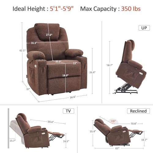 MCombo Small Power Lift Recliner Chair for Elderly with Heat and Massage, USB & Type C Ports J262