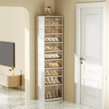 Portable Shoe Rack Organizer 6 Tier 24 Pairs Foldable Shoe Box with Doors, Large Folding Cabinet Bins.Stackable Plastic Shoe Box, Storage Shoe Cabinet for Hallway, Living Room, Closet