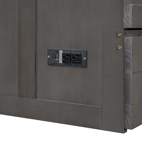 Ball & Cast Murphy Bed Queen Size Wall Chest with Charging Station and Storage Drawer, Gray J8503